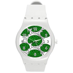 Bottna Fabric Leaf Green Round Plastic Sport Watch (m) by Mariart