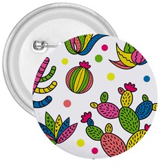 Cactus Seamless Pattern Background Polka Wave Rainbow 3  Buttons by Mariart