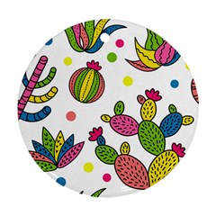 Cactus Seamless Pattern Background Polka Wave Rainbow Ornament (round)