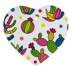 Cactus Seamless Pattern Background Polka Wave Rainbow Ornament (heart)