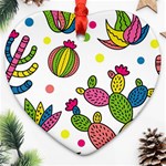 Cactus Seamless Pattern Background Polka Wave Rainbow Ornament (Heart) Front