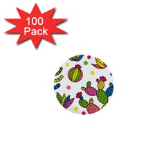 Cactus Seamless Pattern Background Polka Wave Rainbow 1  Mini Buttons (100 Pack) 