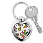 Cactus Seamless Pattern Background Polka Wave Rainbow Key Chains (Heart)  Front