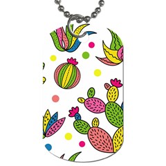 Cactus Seamless Pattern Background Polka Wave Rainbow Dog Tag (two Sides) by Mariart