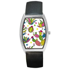 Cactus Seamless Pattern Background Polka Wave Rainbow Barrel Style Metal Watch