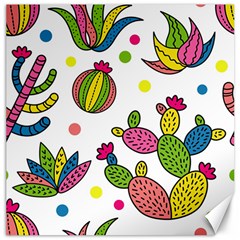 Cactus Seamless Pattern Background Polka Wave Rainbow Canvas 12  X 12   by Mariart