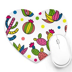 Cactus Seamless Pattern Background Polka Wave Rainbow Heart Mousepads by Mariart