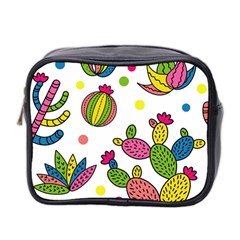 Cactus Seamless Pattern Background Polka Wave Rainbow Mini Toiletries Bag 2-side by Mariart