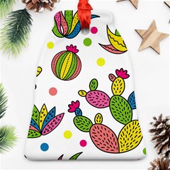 Cactus Seamless Pattern Background Polka Wave Rainbow Bell Ornament (two Sides)