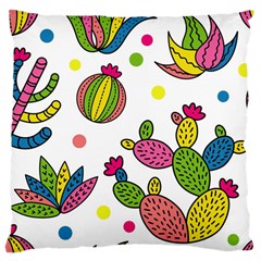 Cactus Seamless Pattern Background Polka Wave Rainbow Large Cushion Case (two Sides) by Mariart