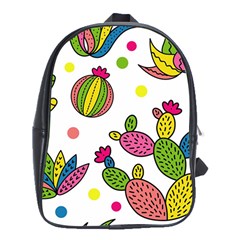 Cactus Seamless Pattern Background Polka Wave Rainbow School Bag (xl) by Mariart