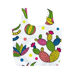 Cactus Seamless Pattern Background Polka Wave Rainbow Full Print Recycle Bags (m)  by Mariart