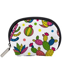 Cactus Seamless Pattern Background Polka Wave Rainbow Accessory Pouches (small) 