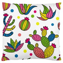 Cactus Seamless Pattern Background Polka Wave Rainbow Large Flano Cushion Case (two Sides)