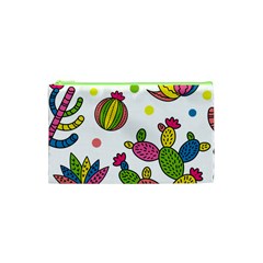 Cactus Seamless Pattern Background Polka Wave Rainbow Cosmetic Bag (xs) by Mariart