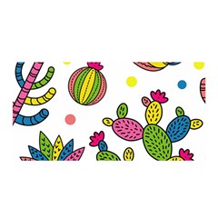 Cactus Seamless Pattern Background Polka Wave Rainbow Satin Wrap by Mariart