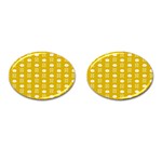 Circle Polka Chevron Orange Pink Spot Dots Cufflinks (Oval) Front(Pair)