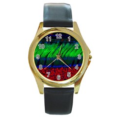 Cells Rainbow Round Gold Metal Watch