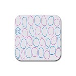 Circles Featured Pink Blue Rubber Coaster (Square)  Front