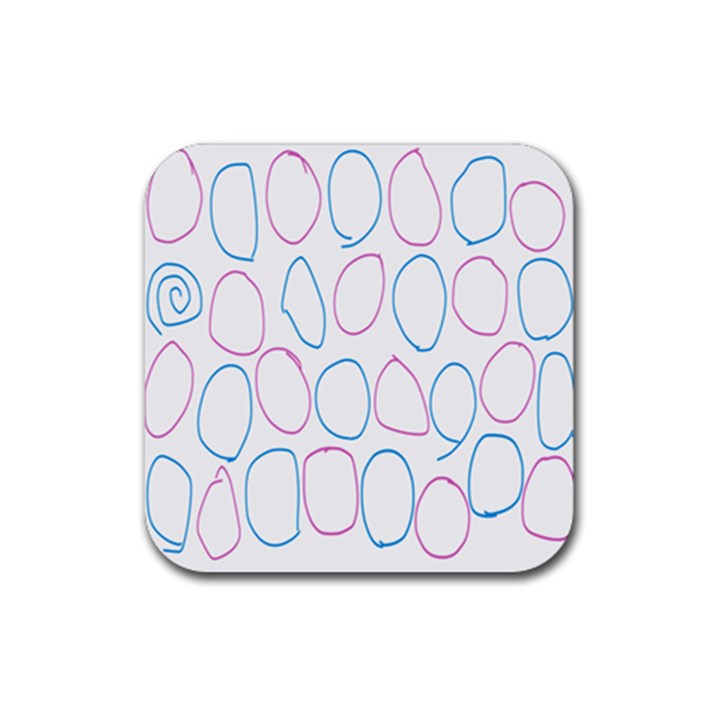 Circles Featured Pink Blue Rubber Coaster (Square) 