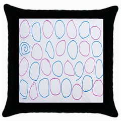 Circles Featured Pink Blue Throw Pillow Case (black) by Mariart