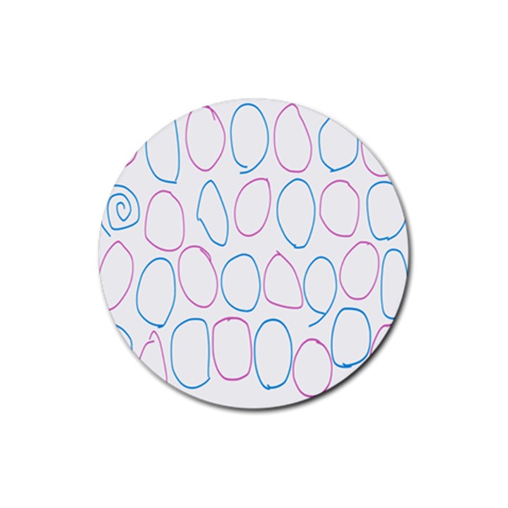 Circles Featured Pink Blue Rubber Coaster (Round) 