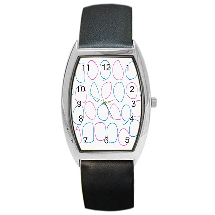 Circles Featured Pink Blue Barrel Style Metal Watch