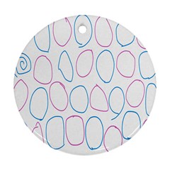 Circles Featured Pink Blue Round Ornament (two Sides)