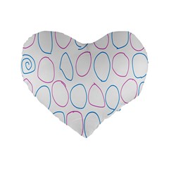 Circles Featured Pink Blue Standard 16  Premium Heart Shape Cushions