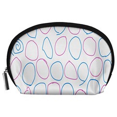 Circles Featured Pink Blue Accessory Pouches (large)  by Mariart