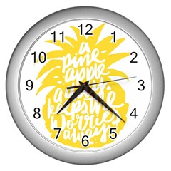 Cute Pineapple Yellow Fruite Wall Clocks (silver) 