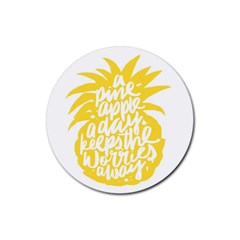 Cute Pineapple Yellow Fruite Rubber Round Coaster (4 Pack)  by Mariart