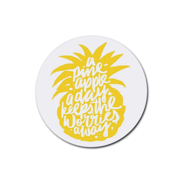 Cute Pineapple Yellow Fruite Rubber Round Coaster (4 pack) 