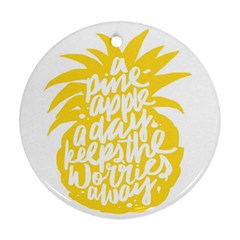 Cute Pineapple Yellow Fruite Round Ornament (two Sides) by Mariart