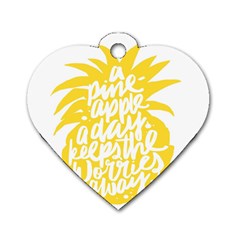 Cute Pineapple Yellow Fruite Dog Tag Heart (one Side) by Mariart