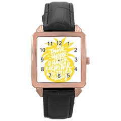 Cute Pineapple Yellow Fruite Rose Gold Leather Watch  by Mariart