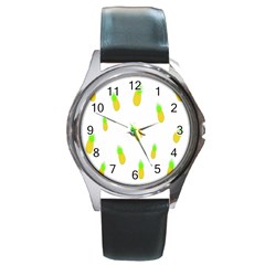 Cute Pineapple Fruite Yellow Green Round Metal Watch by Mariart