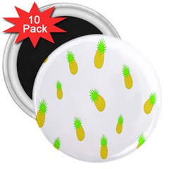 Cute Pineapple Fruite Yellow Green 3  Magnets (10 Pack)  by Mariart