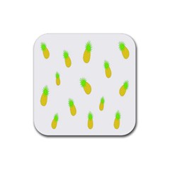 Cute Pineapple Fruite Yellow Green Rubber Coaster (square) 