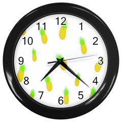 Cute Pineapple Fruite Yellow Green Wall Clocks (black)