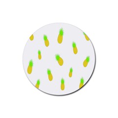 Cute Pineapple Fruite Yellow Green Rubber Coaster (round) 