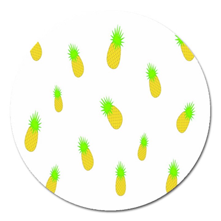 Cute Pineapple Fruite Yellow Green Magnet 5  (Round)