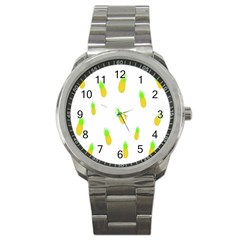 Cute Pineapple Fruite Yellow Green Sport Metal Watch by Mariart