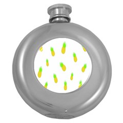 Cute Pineapple Fruite Yellow Green Round Hip Flask (5 Oz) by Mariart