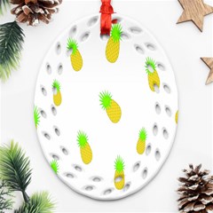 Cute Pineapple Fruite Yellow Green Oval Filigree Ornament (two Sides) by Mariart