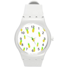 Cute Pineapple Fruite Yellow Green Round Plastic Sport Watch (m)