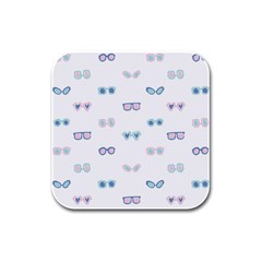 Cute Sexy Funny Sunglasses Kids Pink Blue Rubber Square Coaster (4 Pack) 