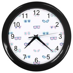 Cute Sexy Funny Sunglasses Kids Pink Blue Wall Clocks (black)