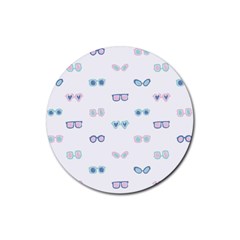 Cute Sexy Funny Sunglasses Kids Pink Blue Rubber Round Coaster (4 Pack) 