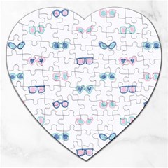 Cute Sexy Funny Sunglasses Kids Pink Blue Jigsaw Puzzle (heart) by Mariart